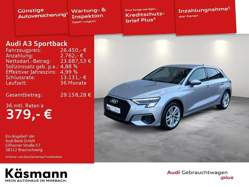 Usata Audi A3 Advanced Plus 200 CV (147 kW) 2021 Argento Berlina