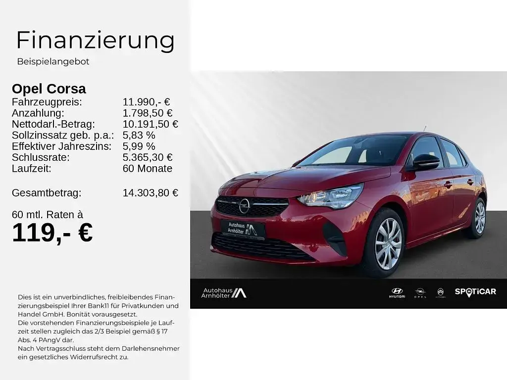 Gebraucht Opel Corsa Edition 101 PS (74 kW) 2021 Chili rot/kardio rot Kleinwagen