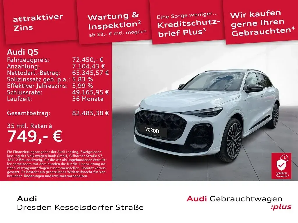 Neu Audi Q5 S-Line 204 PS (150 kW) 2025 Gletscherweiß metallic SUV