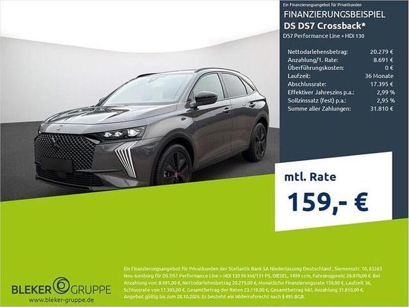 Lackierung platiniumgrau/metallic klarlack Gebraucht 2023 DS Automobiles DS7 Crossback Performance Line Plus SUV | 28.580 € (Fairer Preis) - Bild 1/3