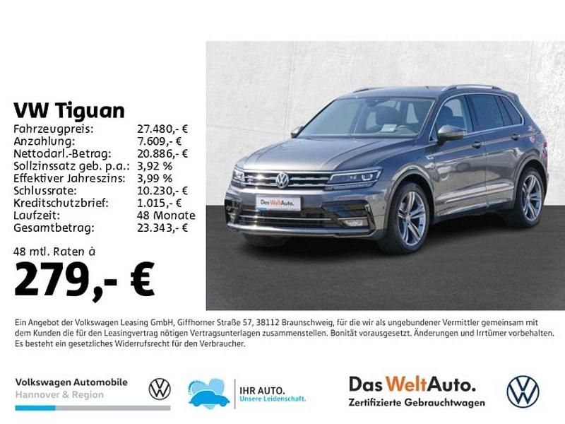 Indiumgrau metallic Gebraucht 2020 VW Tiguan Highline SUV | 27.480 € (Fairer Preis) - Bild 1/3