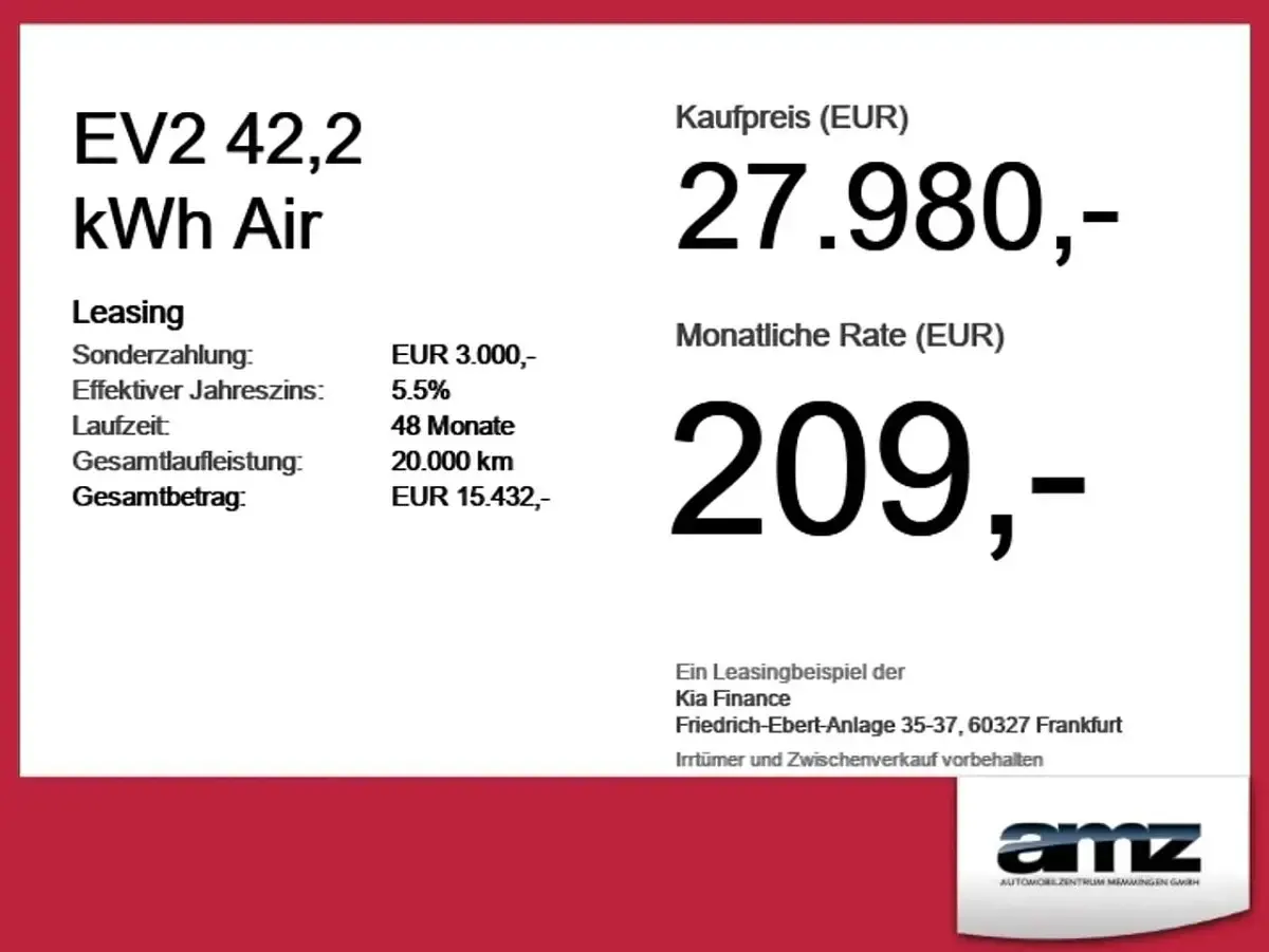 Ny Kia EV2 Air 108 kW (147 HK) 2026 Röd SUV