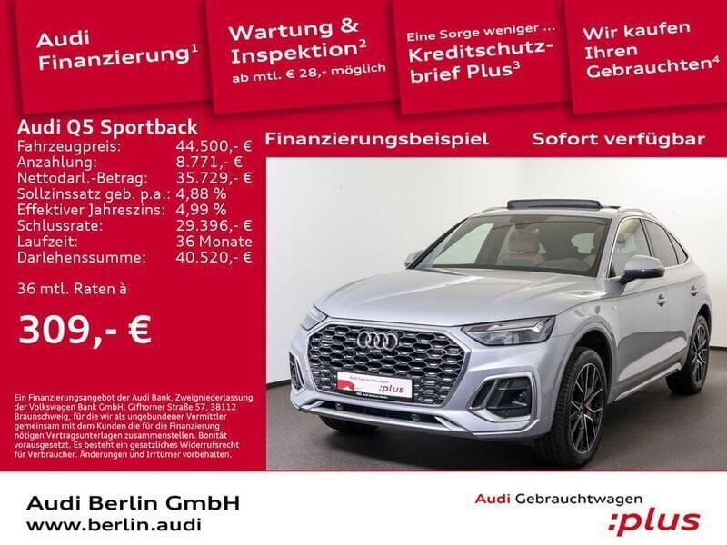 Florettsilber metallic Gebraucht 2022 Audi Q5 Sportback S-Line SUV | 51.950 € (Teuer) - Bild 1/3