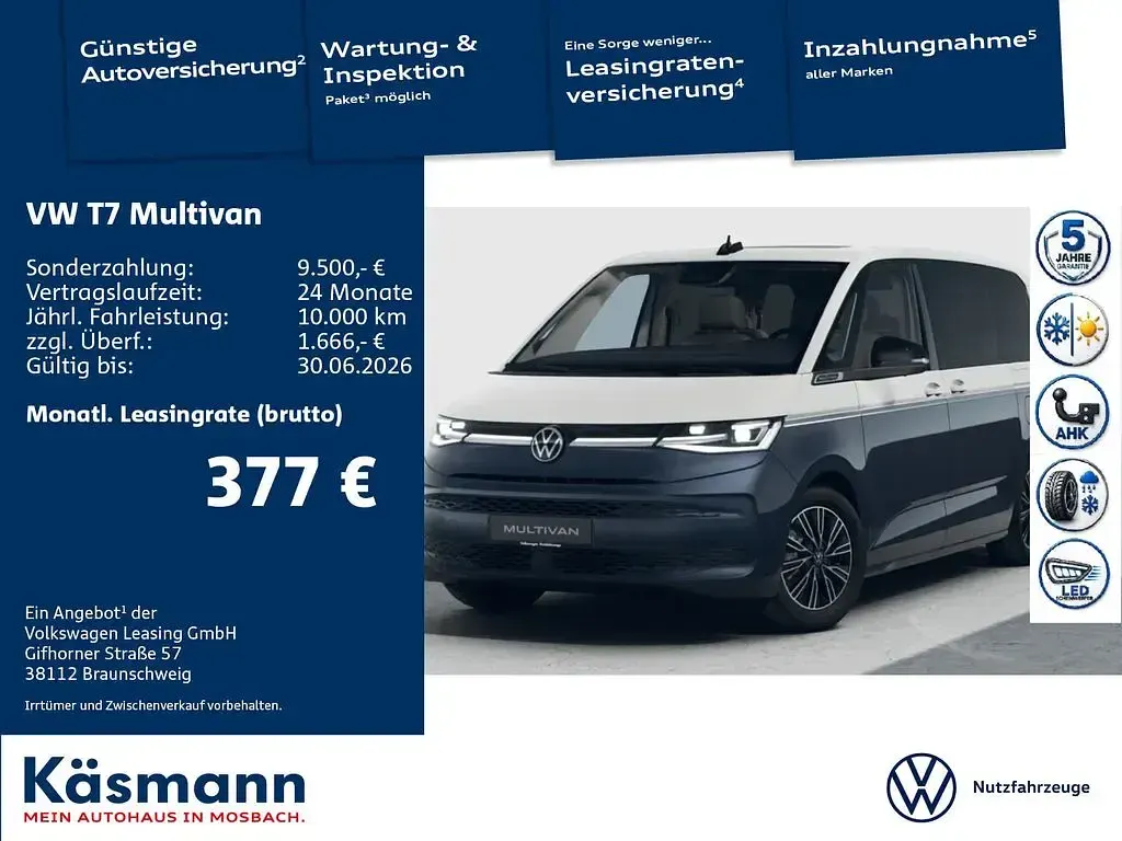 Neu VW Multivan Style 150 PS (110 kW) 2026 Candyweiß / starlight blue me Van / Kleinbus