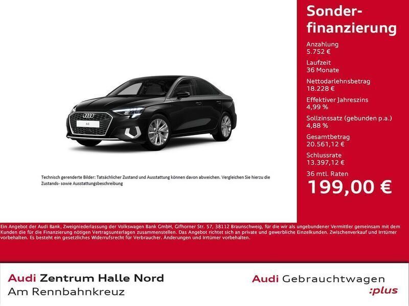 Schwarz Gebraucht 2022 Audi A3 Advanced Plus Limousine | 23.980 € (Superpreis) - Bild 1/4