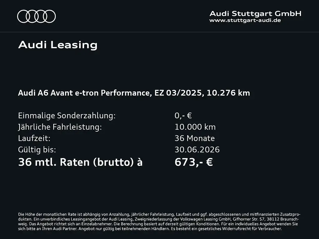 Gebraucht Audi A6 e-tron Performance 269 kW (367 PS) 2025 Mythosschwarz metallic Kombi