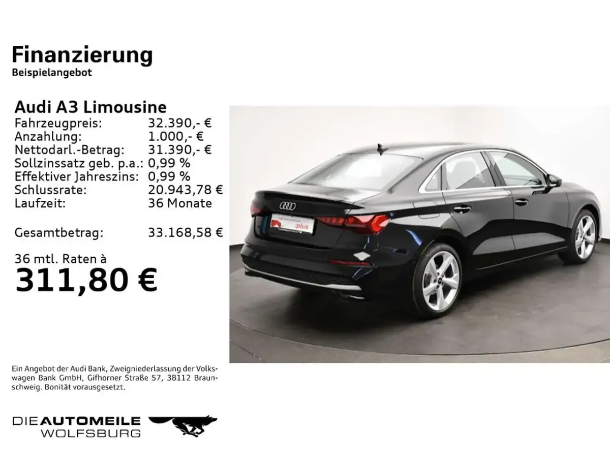 Brugt Audi A3 Advanced 150 HK (110 kW) 2025 Sort Sedan