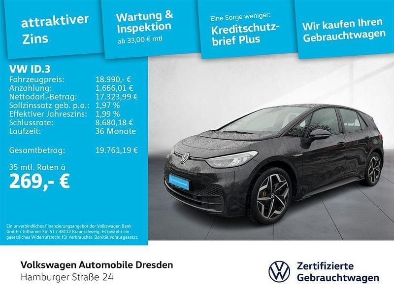 Grau Gebraucht 2022 VW ID.3 Pure Kleinwagen | 18.990 € (Guter Preis) - Bild 1/4