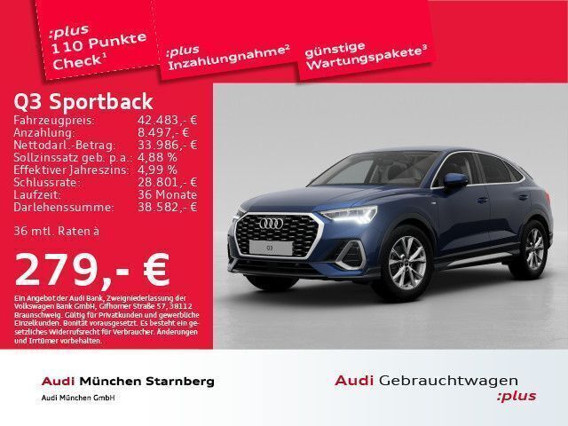 Navarrablau metallic Gebraucht 2024 Audi Q3 Sportback S-Line SUV | 42.483 € (Fairer Preis) - Bild 1/2