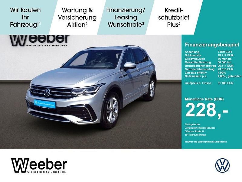 Reflexsilber (metallic) Gebraucht 2021 VW Tiguan R-line SUV | 31.480 € (Superpreis) - Bild 1/4