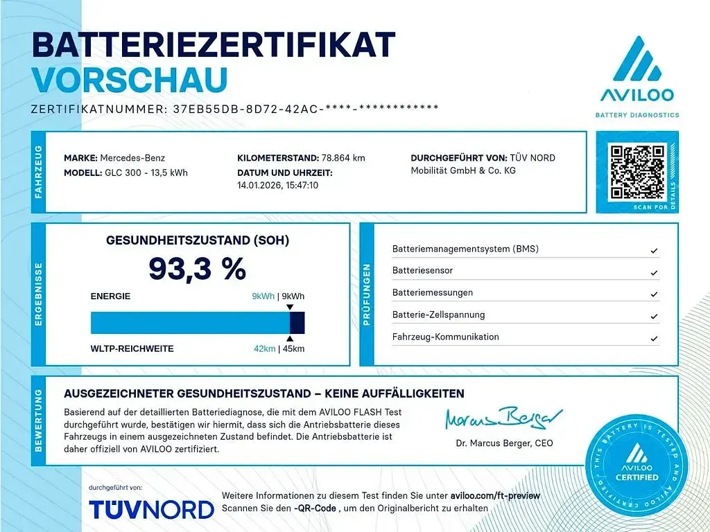 Gebraucht Mercedes GLC300e 306 PS (225 kW) 2021 Cavansitblau metallic SUV
