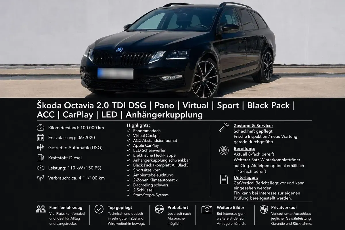 Gebraucht Skoda Octavia Sport 150 PS (110 kW) 2020 Schwarz Kombi