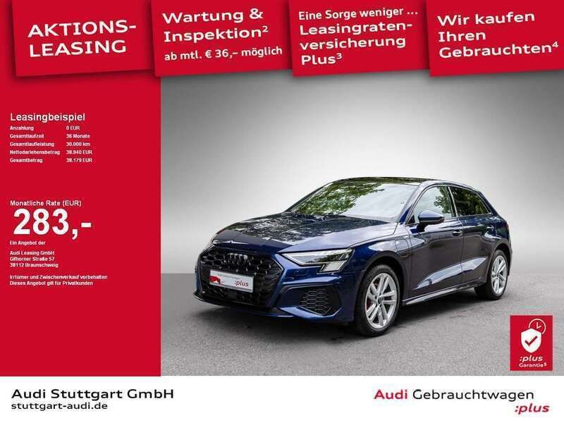 Navarrablau Gebraucht 2024 Audi A3 Sportback e-tron S-Line Limousine | 38.940 € (Teuer) - Bild 1/2