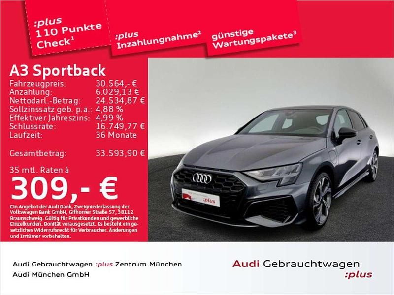 Daytonagrau perleffekt Gebraucht 2022 Audi A3 e-tron S-Line Kleinwagen | 30.564 € (Etwas zu teuer) - Bild 1/2