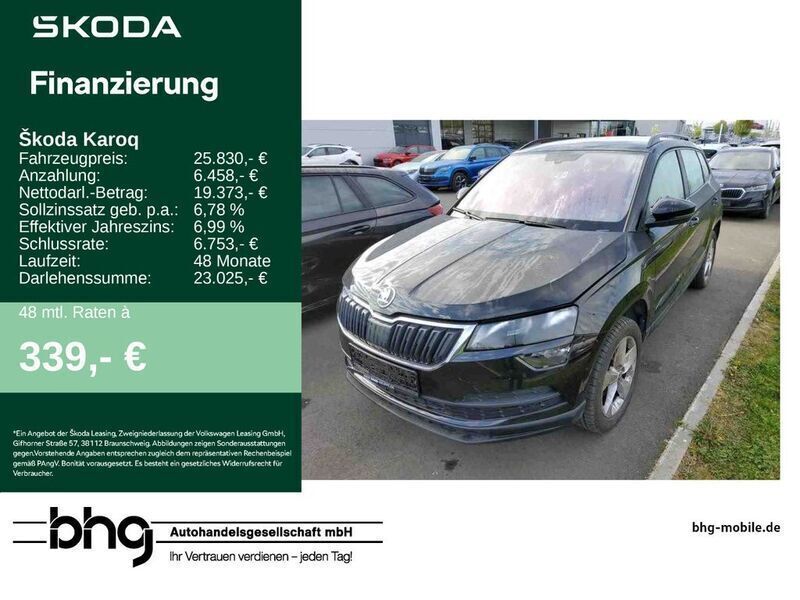 Schwarz Gebraucht 2022 Skoda Karoq Ambition SUV | 25.830 € (Fairer Preis) - Bild 1/3