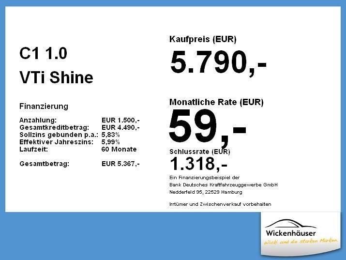 Gebraucht Citroën C1 Shine 69 PS (50 kW) 2016 Schwarz Kleinwagen