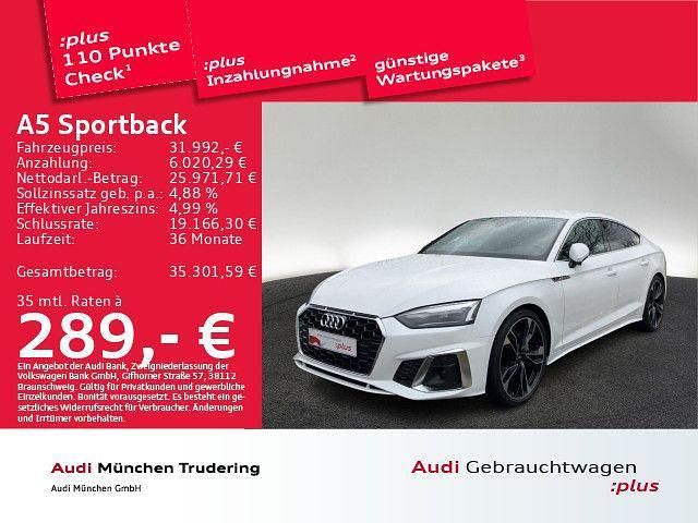 Weiß Gebraucht 2022 Audi A5 Sportback S-Line Kleinwagen | 31.992 € (Guter Preis) - Bild 1/2