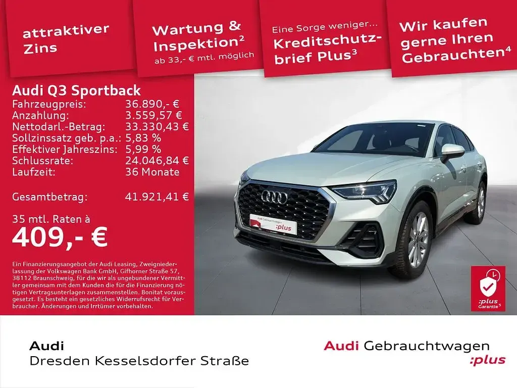 Gebraucht Audi Q3 Sportback Ambiente 150 PS (110 kW) 2025 Silber SUV