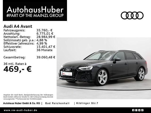 Mythosschwarz metallic Gebraucht 2021 Audi A4 S-Line Kombi | 34.490 € (Fairer Preis) - Bild 1/4