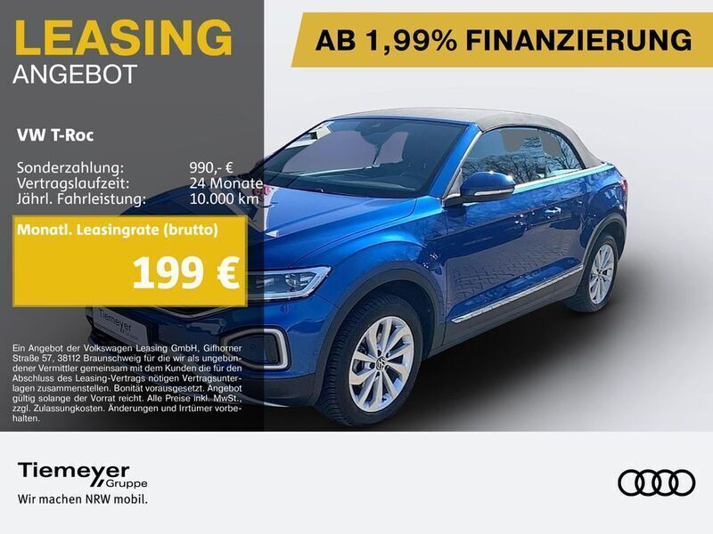 Ravennablau metallic Gebraucht 2024 VW T-Roc Cabriolet Style Cabrio | 26.490 € (Superpreis) - Bild 1/4
