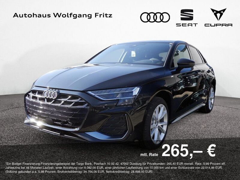 Schwarz Neu 2025 Audi A3 Sportback S-Line Limousine | 37.780 € (Guter Preis) - Bild 1/4
