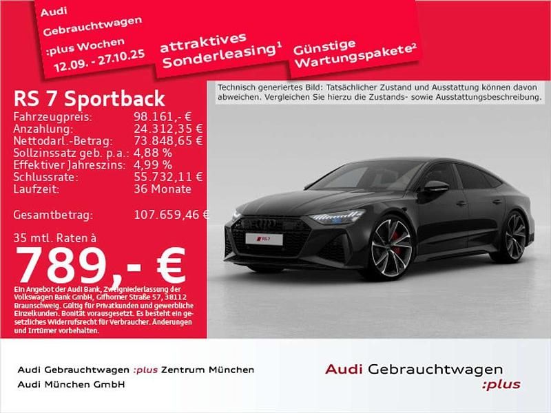 Mythosschwarz metallic Gebraucht 2022 Audi RS7 Kleinwagen | 98.161 € - Bild 1/2