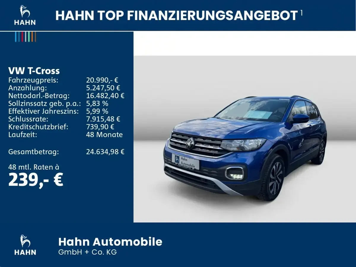 Gebraucht VW T-Cross Active 150 PS (110 kW) 2023 Reef blue metallic SUV