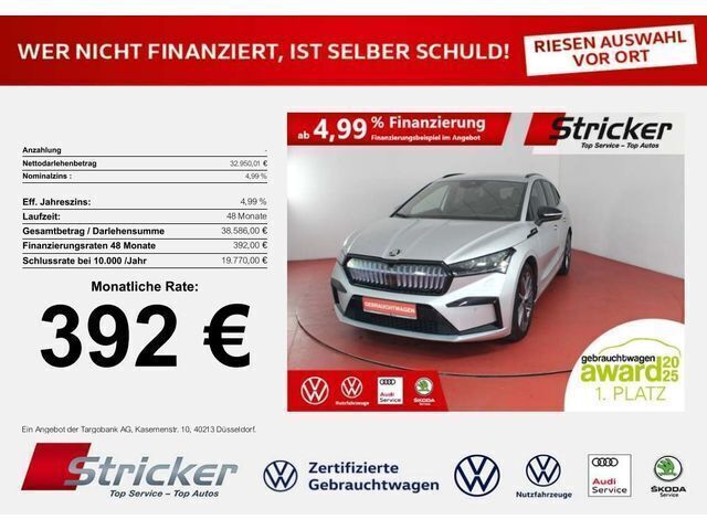Brillantsilber metallic Gebraucht 2021 Skoda Enyaq iV SportLine SUV | 32.950 € (Guter Preis) - Bild 1/4
