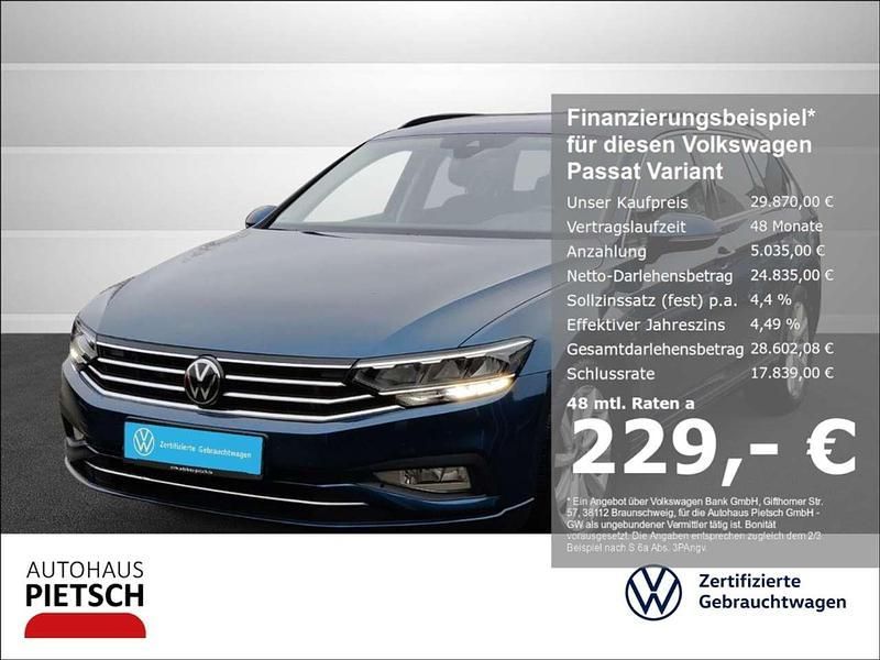 Aquamarinblau metallic Gebraucht 2024 VW Passat Business Kombi | 29.870 € (Teuer) - Bild 1/3