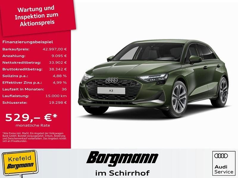 Grün / distriktgruen Gebraucht 2025 Audi A3 Sportback e-tron Advanced Kleinwagen | 42.997 € - Bild 1/4
