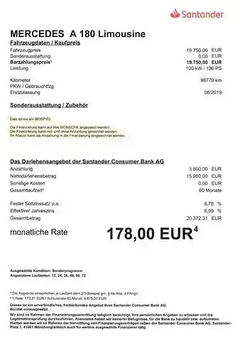 Gebraucht Mercedes A180 136 PS (100 kW) 2019 Silber Limousine