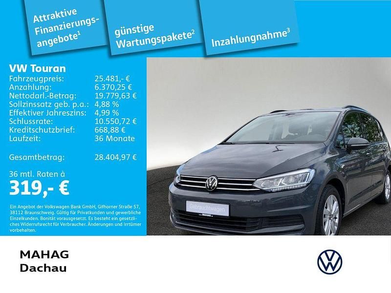 Grau Gebraucht 2021 VW Touran Comfortline Van / Kleinbus | 25.481 € (Fairer Preis) - Bild 1/3