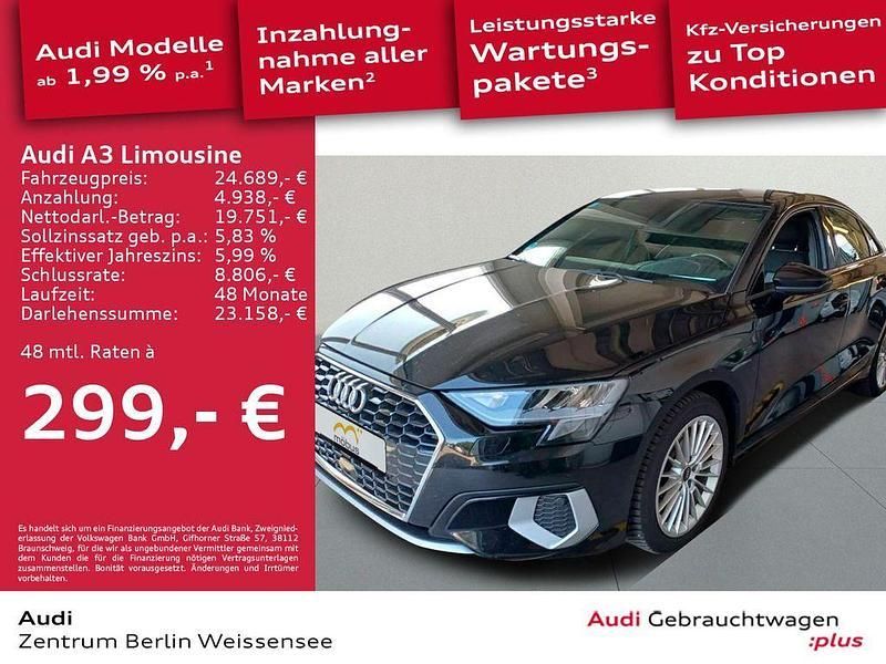 Mythosschwarz metallic Gebraucht 2022 Audi A3 Advanced Limousine | 24.689 € (Fairer Preis) - Bild 1/4