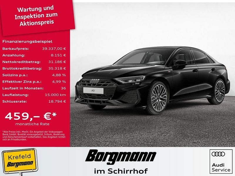 Schwarz / mythosschwarz Gebraucht 2024 Audi A3 S-Line Limousine | 39.337 € (Fairer Preis) - Bild 1/4