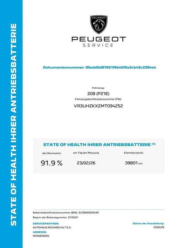 Gebraucht Peugeot e-208 Active 100 kW (136 PS) 2021 Faro gelb Kleinwagen