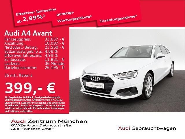 Gletscherweiß metallic Gebraucht 2023 Audi A4 Ambiente Kombi | 33.657 € (Fairer Preis) - Bild 1/2