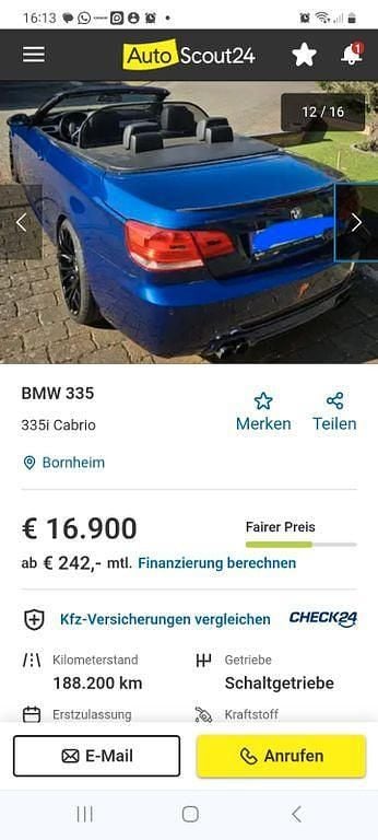 Gebraucht BMW 335 Cabriolet Performance 306 PS (225 kW) 2008 Blau Cabrio