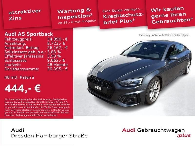 Daytonagrau perleffekt Gebraucht 2023 Audi A5 Sportback S-Line Limousine | 34.890 € (Superpreis) - Bild 1/2