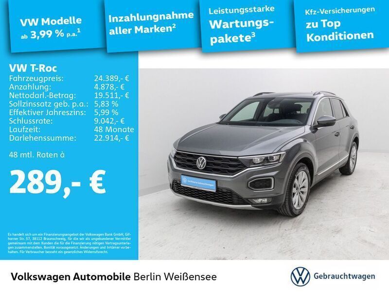 Indiumgrau metallic Gebraucht 2022 VW T-Roc Sport SUV | 24.389 € (Superpreis) - Bild 1/4