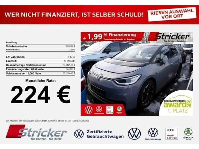Gebraucht VW ID.3 Pro Performance 150 kW (204 PS) 2021 Mondsteingrau schwarz Kleinwagen