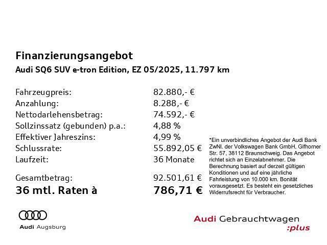 Gebraucht Audi SQ6 e-tron Ambiente 359 kW (489 PS) 2025 Ascariblau metallic SUV