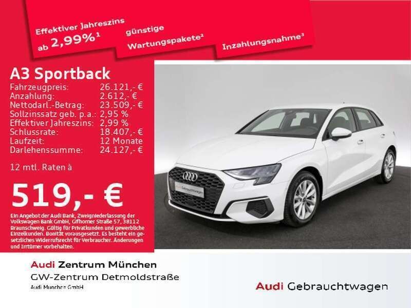 Ibisweiß Gebraucht 2022 Audi A3 Design Limousine | 26.121 € (Fairer Preis) - Bild 1/2