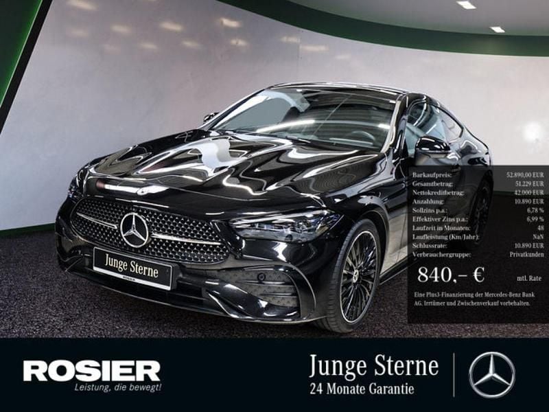 Schwarz / obsidianschwarz (metallic) Gebraucht 2024 Mercedes 220 AMG Coupé | 52.890 € - Bild 1/4