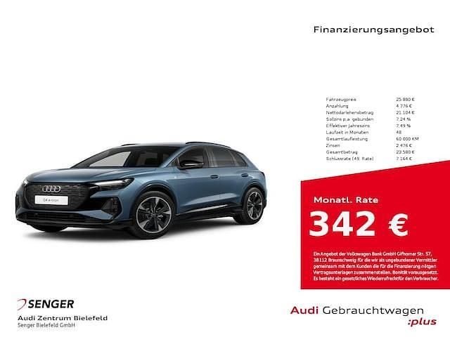 Geysirblau metallic Gebraucht 2021 Audi Q4 e-tron Comfort SUV | 25.880 € (Superpreis) - Bild 1/4