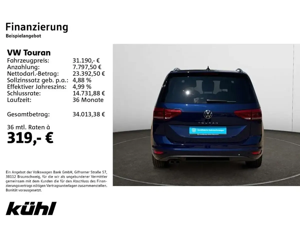 Gebraucht VW Touran Highline 150 PS (110 kW) 2023 Atlantik blue metallic Van / Kleinbus