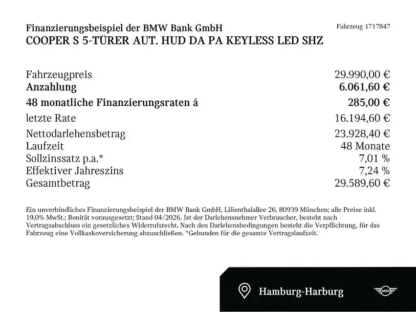 Second-hand Mini Cooper S 204 CP (150 kW) 2025 Verde Hatchback