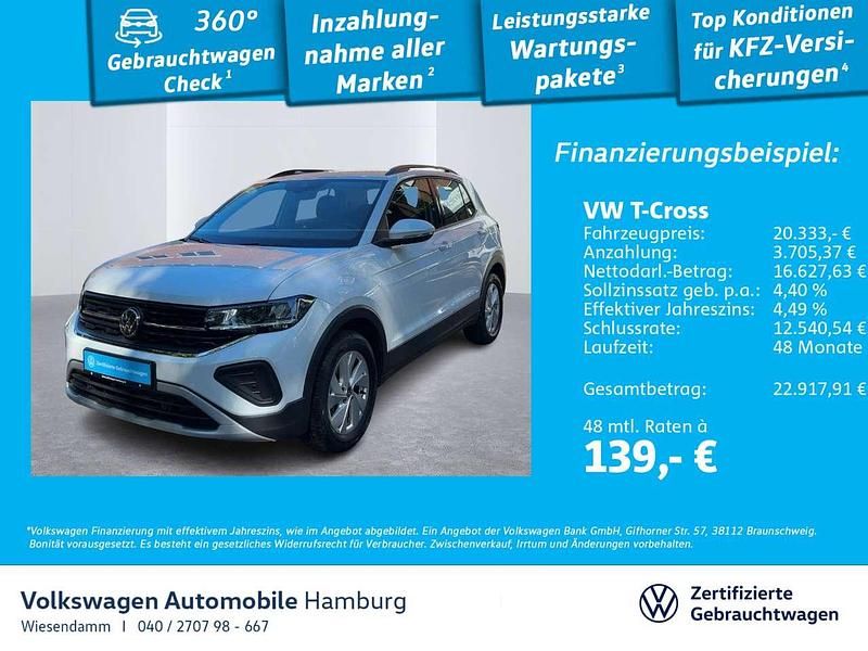 0q pure white Gebraucht 2024 VW T-Cross Life SUV | 20.333 € (Superpreis) - Bild 1/3