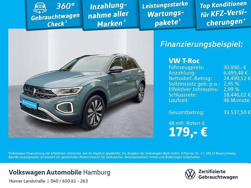 Petroleum blue metallic/schwar Gebraucht 2025 VW T-Roc Goal SUV | 30.950 € (Superpreis) - Bild 1/3