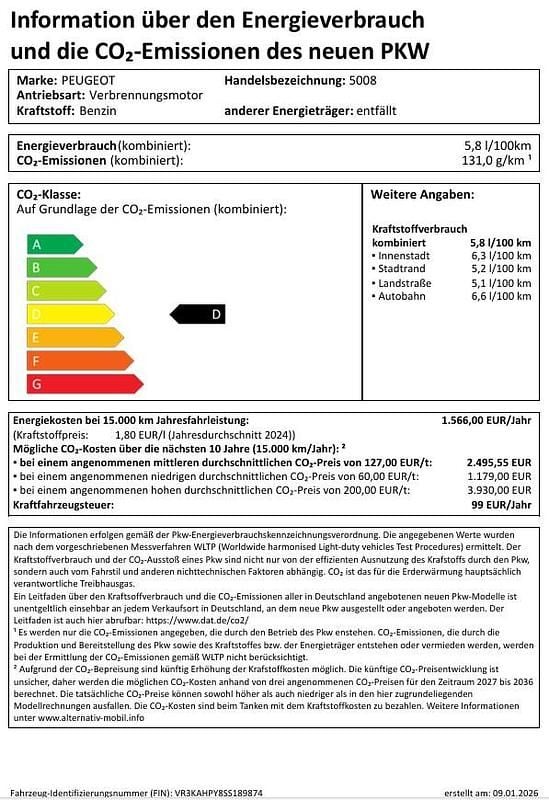 Weiß Neu 2026 Peugeot 5008 Allure SUV | 43.350 € - Bild 1/1