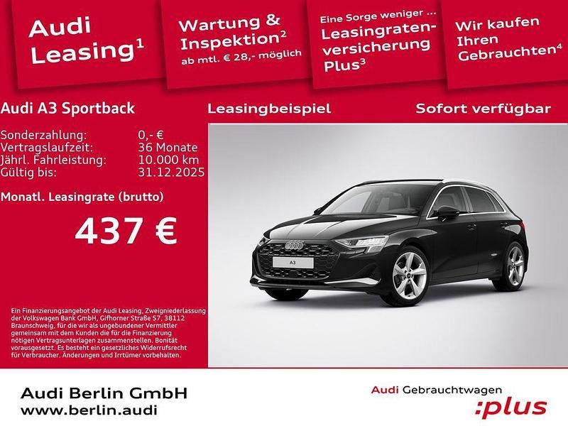 Mythosschwarz metallic Gebraucht 2024 Audi A3 Advanced Plus Limousine | 34.900 € - Bild 1/3